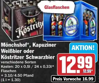 AEZ Mönchshof, Kapuziner Weißbier oder Köstritzer Schwarzbier Angebot