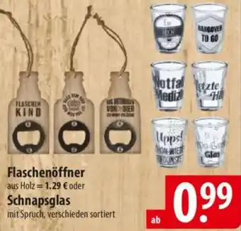 Famila Nord Ost Flaschenöffner oder Schnapsglas Angebot