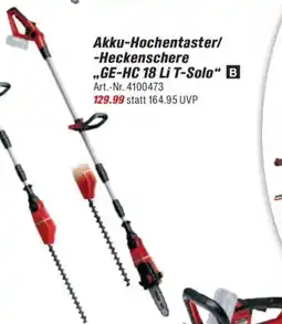 toom Baumarkt Einhell Akku-Hochentaster/ -Heckenschere ,,GE-HC 18 Li T-Solo" B Angebot