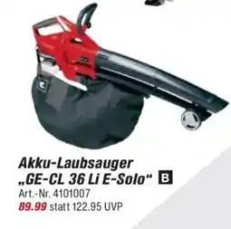 toom Baumarkt Einhell Akku-Laubsauger ,,GE-CL 36 Li E-Solo" B Angebot