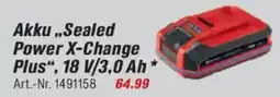 toom Baumarkt Einhell Akku,,Sealed Power X-Change Plus", 18 V/3,0 Ah Angebot