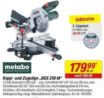 toom Baumarkt melabo Kapp- und Zugsäge,,KGS 216 M" Angebot