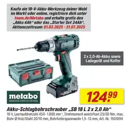 toom Baumarkt metabo Akku-Schlagbohrschrauber „SB 18 L 2 x 2,0 Ah" Angebot