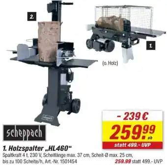 toom Baumarkt scheppach 1. Holzspalter „,HL460" Angebot