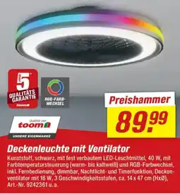 toom Baumarkt Deckenleuchte mit Ventilator Angebot
