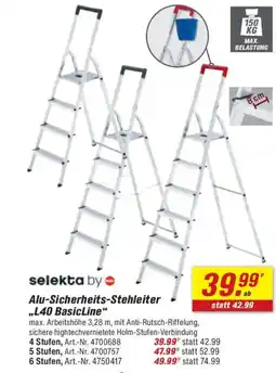 toom Baumarkt selekta Alu-Sicherheits-Stehleiter „L40 BasicLine" Angebot