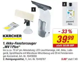 toom Baumarkt KÄRCHER 1. Akku-Fenstersauger ,,WV 1 Plus" Angebot