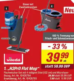 toom Baumarkt vileda Eimer mit Zweitanksystem 1 "H2PRO Flat Mop" Angebot