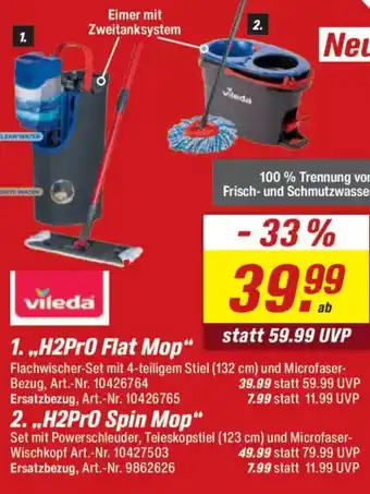 toom Baumarkt vileda Eimer mit Zweitanksystem 2 "H2Pro Spin Mop" Angebot