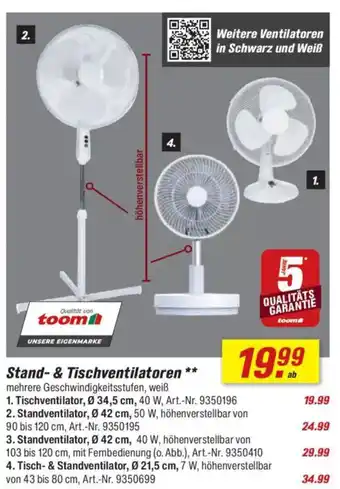 toom Baumarkt Stand- & Tischventilatoren Angebot