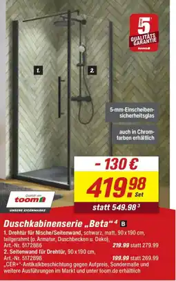 toom Baumarkt Duschkabinenserie „Beta" Angebot