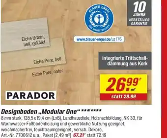 toom Baumarkt PARADOR Designboden ,,Modular One" Angebot