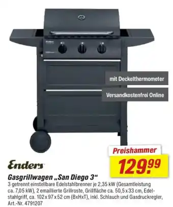 toom Baumarkt Enders Gasgrillwagen,,San Diego 3" Angebot