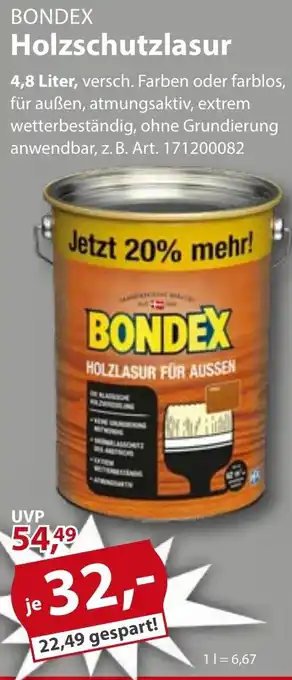 Sonderpreis Baumarkt BONDEX Holzschutzlasur Angebot