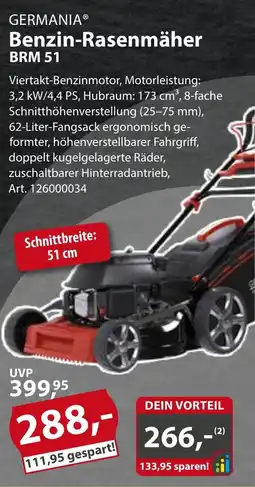 Sonderpreis Baumarkt GERMANIA Benzin-Rasenmäher BRM 51 Angebot