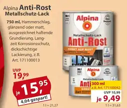 Sonderpreis Baumarkt Alpina Anti-Rost Metallschutz-Lack Angebot
