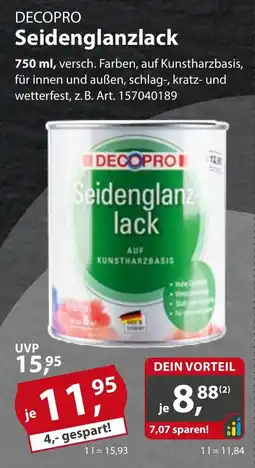 Sonderpreis Baumarkt DECOPRO Seidenglanzlack Angebot