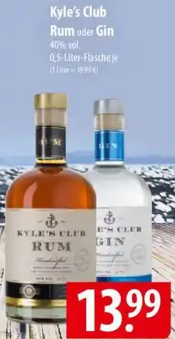 Famila Nord Ost Kyle's Club Rum oder Gin Angebot