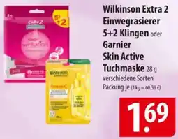 Famila Nord Ost Wilkinson Extra 2 Einwegrasierer 5+2 Klingen oder Garnier Skin Active Tuchmaske Angebot