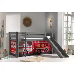 Netto Marken-Discount Halbhohes Bett PINO, mit Rutsche und Textilset FIRE RESCUE, Ausf. Kiefer massiv versch. Farben Angebot