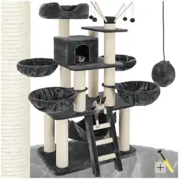 Netto Marken-Discount tectake Kratzbaum, 195 cm, mit Katzenhaus, inklusive Treppe, 4 Spielbällen und Kippschutz Angebot