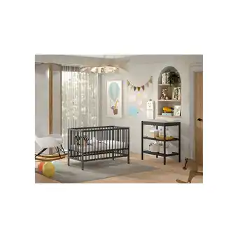 Netto Marken-Discount DINO Baby Set best. aus Babybett und Wickelregal, Buche massiv - versch. Ausführungen - Anthrazit Angebot