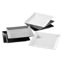 Netto Marken-Discount Mäser Teller-Set, Porzellan MANHATTAN CITY Schwarz / Weiß / Grau Angebot