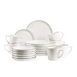 Netto Marken-Discount Mäser Kaffeeservice, Porzellan Sita Weiß / Schwarz Angebot