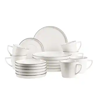 Netto Marken-Discount Mäser Kaffeeservice, Porzellan Sita Weiß / Schwarz Angebot