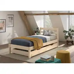 Netto Marken-Discount Einzelbett Pino 90x200 cm, mit Lattenrost, inkl. 2 Schubladen, natur lackiert Angebot