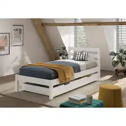 Netto Marken-Discount Einzelbett Pino 90x200 cm, mit Lattenrost, inkl. 2 Schubladen, weiß lackiert Angebot