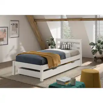 Netto Marken-Discount Einzelbett Pino 90x200 cm, mit Lattenrost, inkl. 2 Schubladen, weiß lackiert Angebot