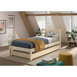Netto Marken-Discount Einzelbett Pino 90x200 cm, mit Lattenrost, inkl. Bettschublade, natur lackiert Angebot