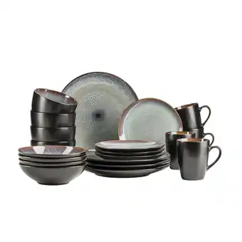 Netto Marken-Discount Mäser Kombiservice, Steinzeug Teona Blau, Braun, Grün, Schwarz Angebot