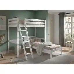 Netto Marken-Discount Winkelhochbett Pino2 Liegeflächen 90x200 cm, inkl. Lattenrost, weiß lackiert Angebot