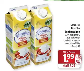 Wasgau Landliebe Frische Schlagsahne 500g Angebot