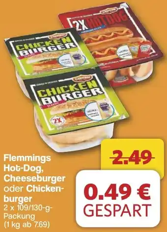 Famila Nord West Flemmings Hot-Dog, Cheeseburger oder Chickenburger Angebot