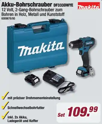 Poco Makita Akku-Bohrschrauber DF333DWYE Angebot