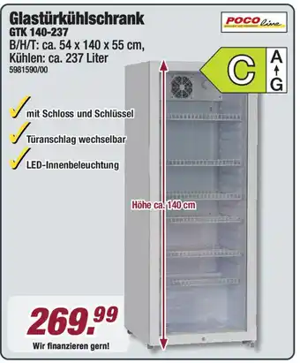 Poco POCO line Glastürkühlschrank GTK 140-237 Angebot