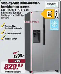 Poco Gorenje Side-by-Side Kühl-/Gefrierkombination NRR9ESXL Angebot