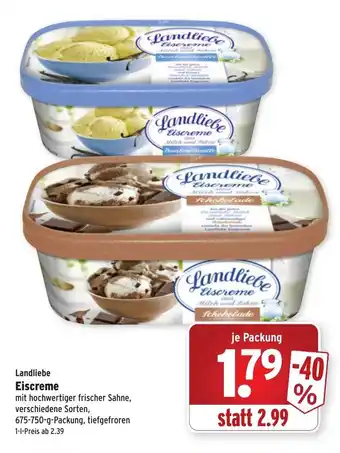 Wasgau Landliebe Eiscreme 675-750g Angebot