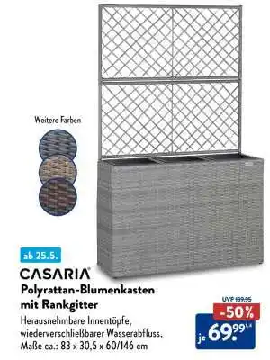Aldi Süd CASARIA Polyrattan-Blumenkasten mit Rankgitter Angebot