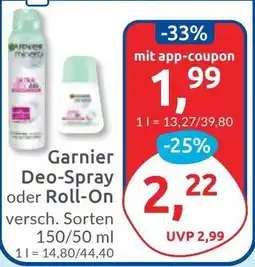 Budni Garnier Deo-Spray oder Roll-On Angebot