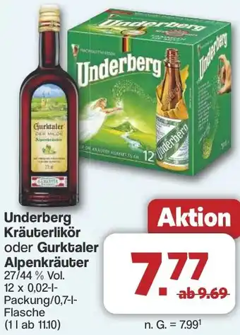 Famila Nord West Underberg Kräuterlikör oder Gurktaler Alpenkräuter Angebot