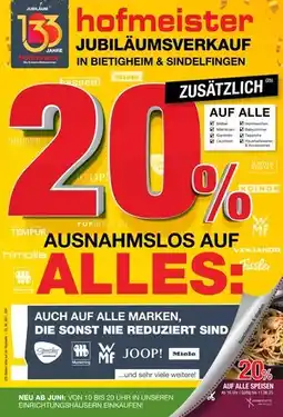 Hofmeister 20% rabatt Angebot