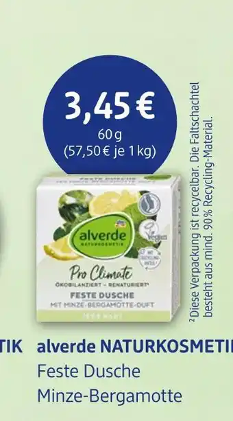 dm drogerie Alverde naturkosmetik feste dusche minze-bergamotte Angebot