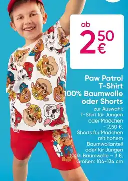 PEPCO Paw Patrol T-Shirt 100% Baumwolle oder Shorts Angebot