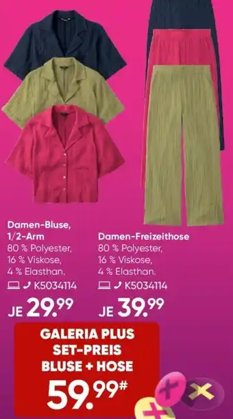 Galeria Damen-Bluse, 1/2-Arm oder Damen-Freizeithose Angebot