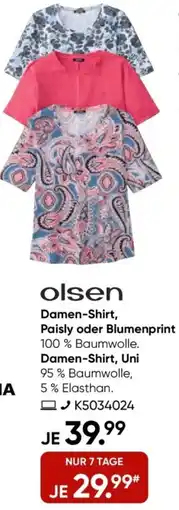 Galeria Olsen Damen-Shirt, Paisly oder Blumenprint Angebot