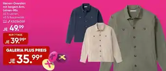 Galeria Herren-Overshirt mit langem Arm, Leinen-Mix Angebot